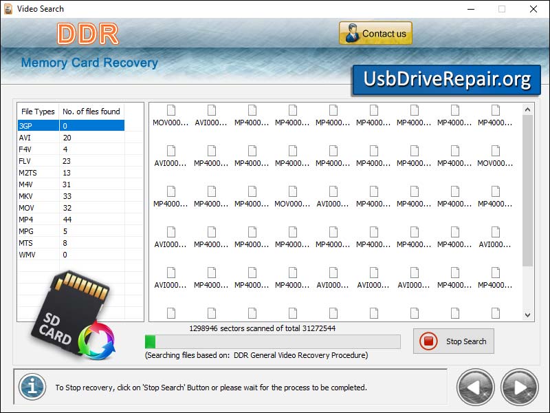 Screenshot of Memory Card Data Repair Program