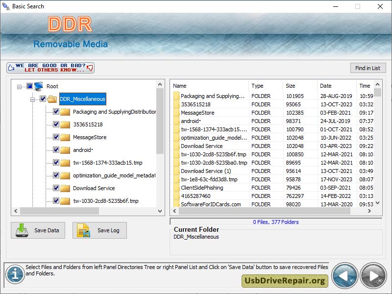 Screenshot of USB Drive Repair Software