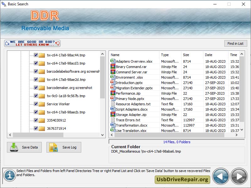 Screenshot of USB Media Data Repair Software